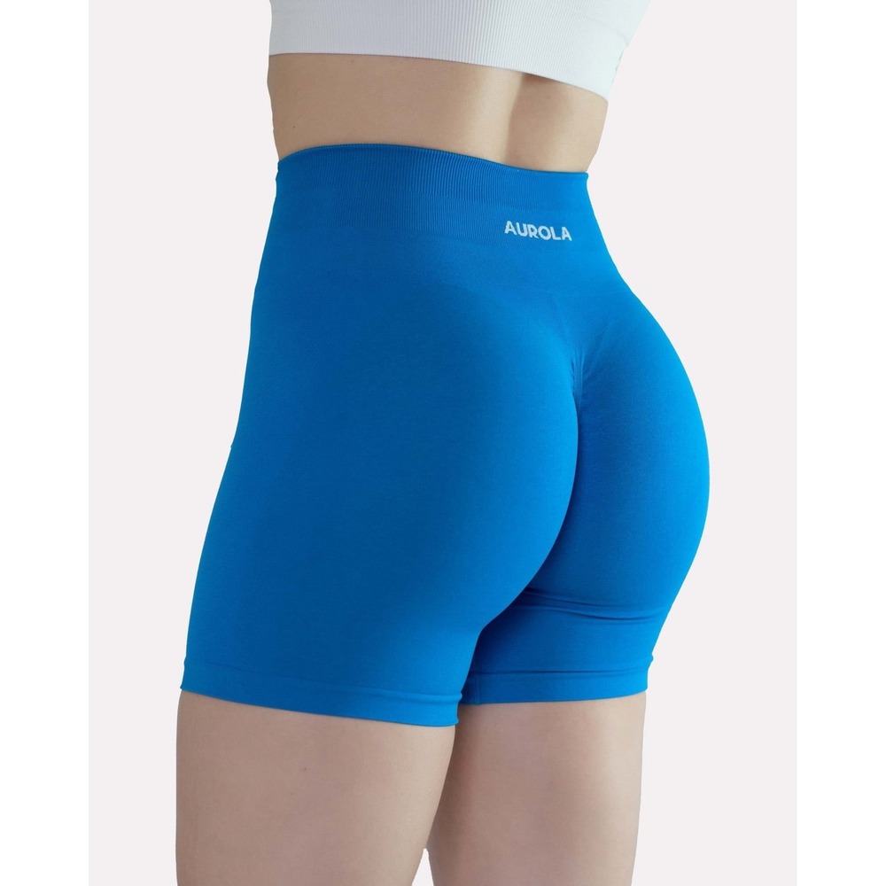 AUROLA Blue Dream Seamless 5.5" Biker Shorts High Waisted Scrunch Butt Small